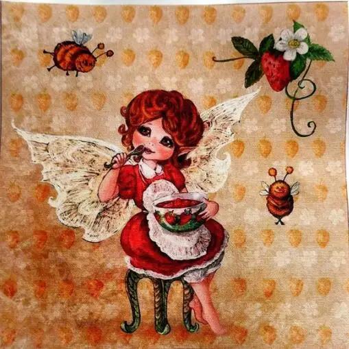1 pçs elfos bonitos floral impresso mão tingida algodão linho tecido telas costura diy retalhos mão bordado acolchoado sacos tecido - Image 1