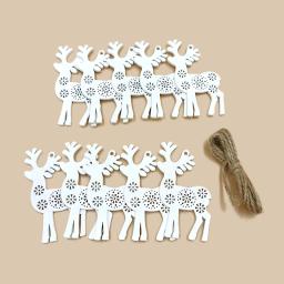 10 peças de cervo de madeira para artesanato, enfeites de madeira, etiquetas de coração com furos, decorações rústicas de casamento para ação de graças, natal - Image 2