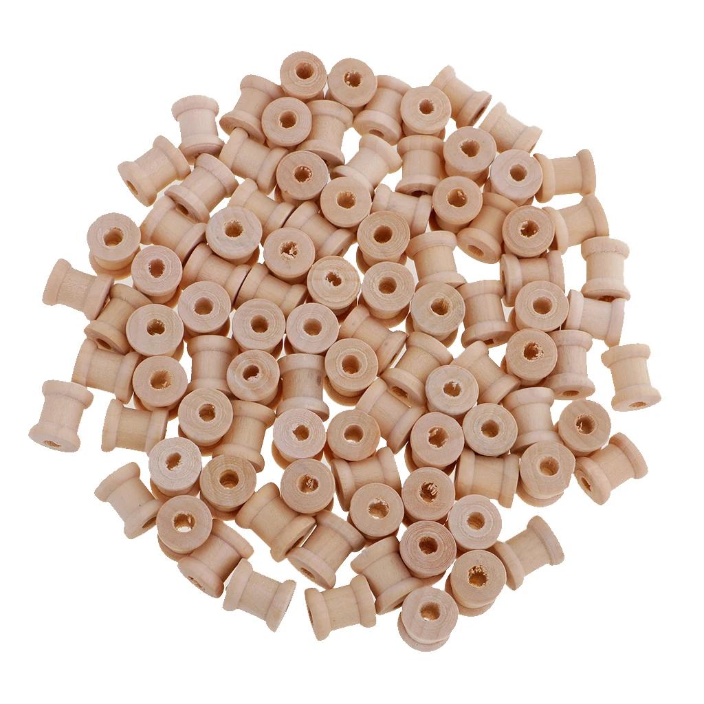 Carretéis de madeira naturais vintage para bordado, ferramentas de costura, organizador do ponto cruz, suporte do fio, DIY, 100pcs - Image 1