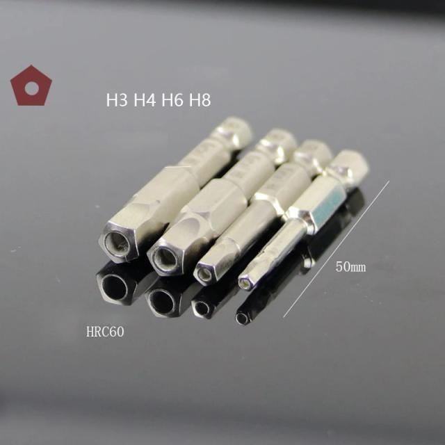 Broca Pentágono de 4 1/4" com Ponta de Segurança para Bicicleta e Chave de Fenda, Conjunto de Ferramentas DIY com Shank Hex de 1/4" S2