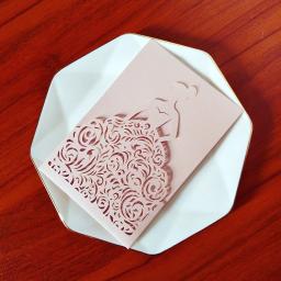 Convites personalizados para festa de casamento, convite diy, impressão doce, rosa claro, 50 unidades - Image 4