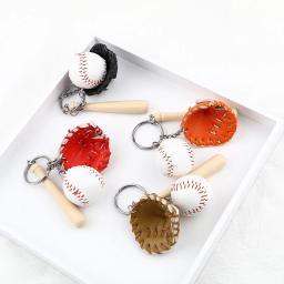 Mini luva de beisebol de três peças chaveiro para homens e mulheres, chaveiro, chaveiro, beisebol, esportes, carro, bastão, 11cm, 1 pc - Image 3