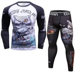 Homens Kickboxing T-Shirt e Calças Conjuntos, Rash Guard, Ginásio de Formação, MMA Boxing Kit, Muay Thai, Rashguard, Rash Guard - Image 3