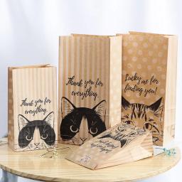 Saco De Presente De Papel Kraft, Gato Doces e Cookies, Embalagem De Casamento, Favores De Festa De Aniversário, Kitten Pequena Embalagem De Artesanato, Goodie, 10Pcs - Image 1