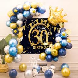 40 ° kit de decoração de festa de aniversário, balões metálicos dourados e azuis, guirlanda com plano de fundo para homens e mulheres, decoração de festa - Image 6