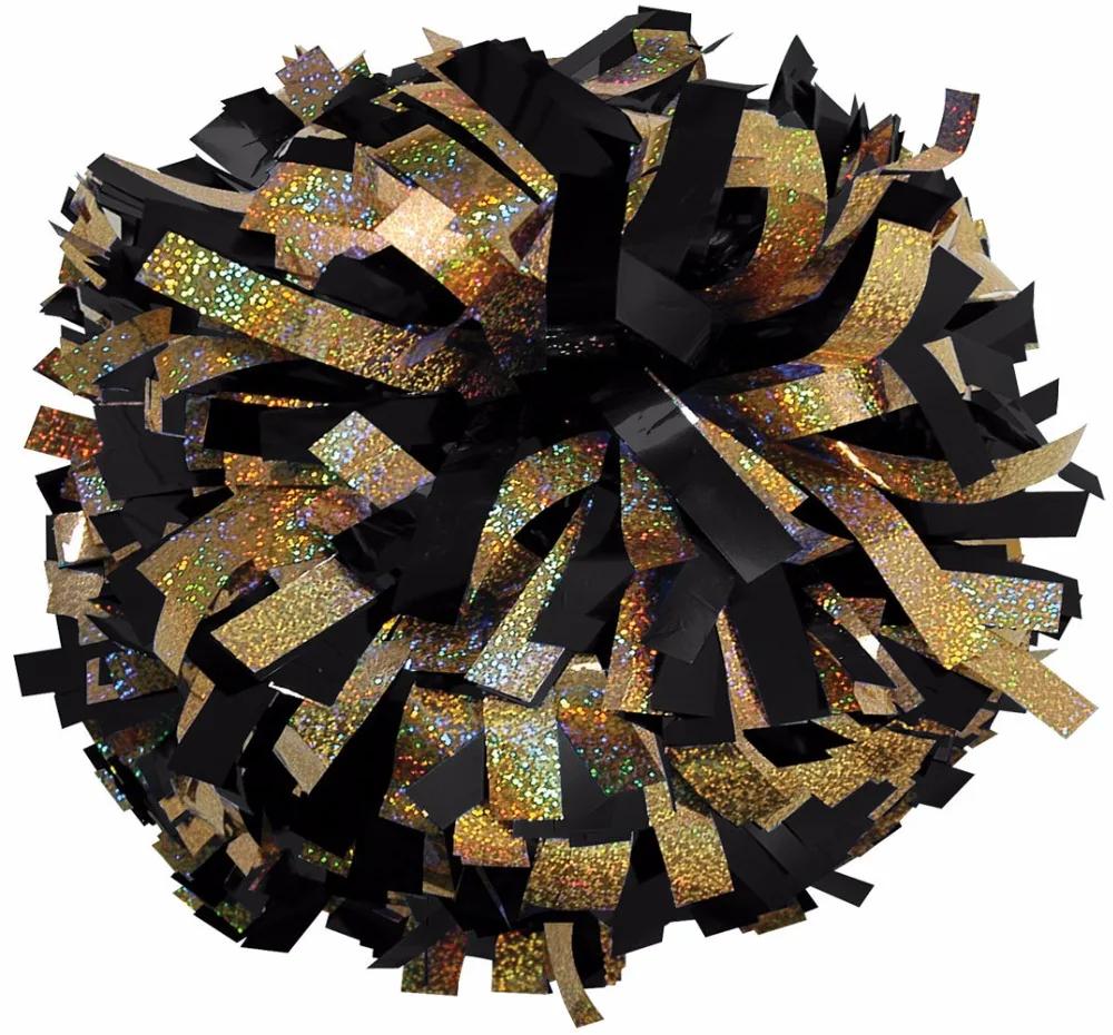 Preto Metálico Pom Pom Pom Poms, Holográfico Dourado, Unisex Adulto e Infantil, 1 PC - Image 1
