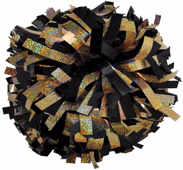 Pom Poms Preto Metálico com Holográfico Dourado - Unisex para Adultos e Crianças, 1 Unidade