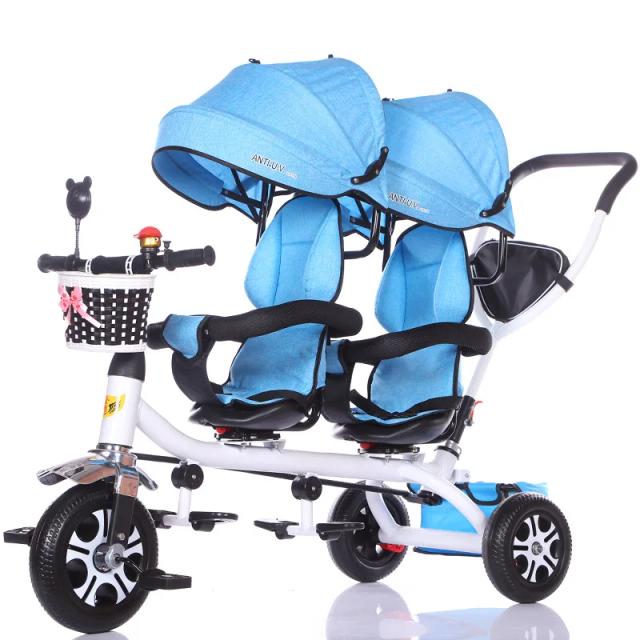 Triciclo Gêmeo Infantil e Carrinho de Mão: Bicicleta Dupla e Scooter para Bebês e Crianças