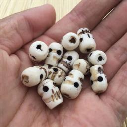 Tibetano White Yak Bone Mão Esculpida Beads, Minúsculo Crânio Oração, Contas soltas para fazer Malas, 10Pcs, TSB0214 - Image 3