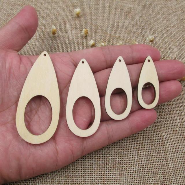 Teardrop de Madeira Inacabado em Branco com Forma Oval para Projetos de Joias DIY e Pintura