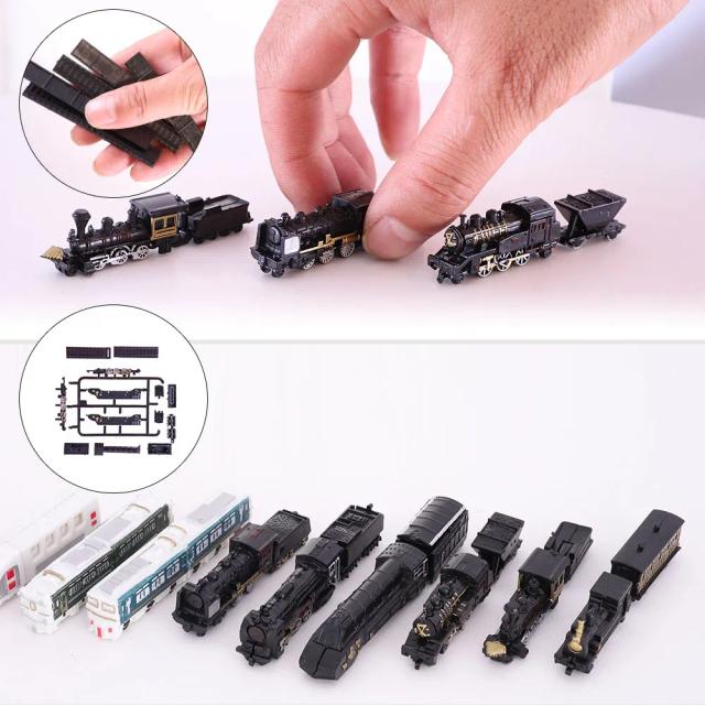 Conjunto de 9 Peças de Mini Trem Modelo de Alta Velocidade com Locomotivas a Vapor para Coleção e Decoração Nostalgiada