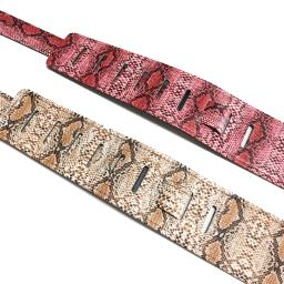 Correia de guitarra elétrica, couro estampa de pele de cobra, correias de baixo acústicas rosa, cinto - Image 4