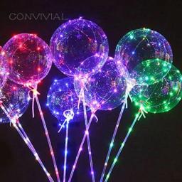 Lidar com balões LED com vara, luminoso, transparente, balões de hélio, casamento, decoração de aniversário, crianças brinquedo, luz balão - Image 1