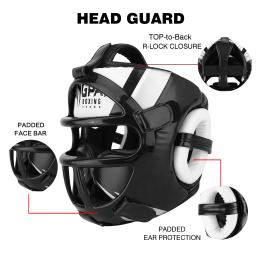 Capacete de boxe de couro pu de alta qualidade, coberto com proteção para a cabeça, para adultos e crianças, para competição profissional, mma, muay thai, taekwondo - Image 2
