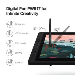 Kamvas Pro 24 Huion Mesa Digitalizadora Tablet Gráfico Display 23.8 Polegada Desenho Monitor Anti-Glare QHD Tela Caneta Display 120% s RGB Dual Touch Bar - Image 2