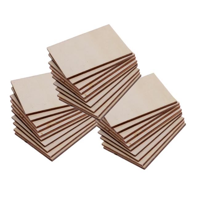 Conjunto de 30 Peças de Madeira em Branco para DIY: Retângulos para Scrapbooking, Artesanato e Rotulagem