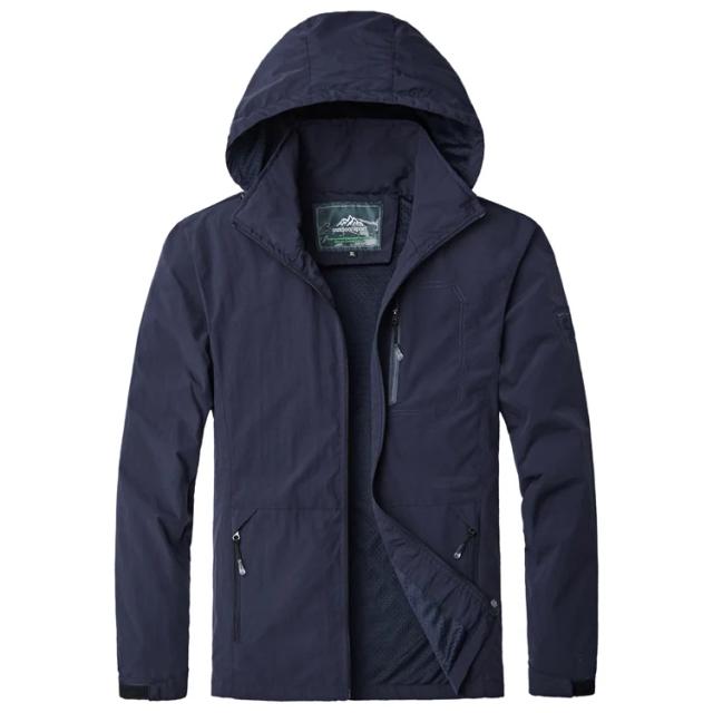 Jaqueta Masculina de Trekking Impermeável e à Prova de Vento com Capuz Leve para Camping e Montanha