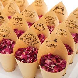 Confetes em cone personalizado, com pétalas de flor de rosa seca, biodegradável, 100% natural, decoração de festas de casamento - Image 4