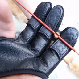 Luvas De Tiro De Arco De Couro Profissional, Luvas De 3 Dedos, Elástico Alto, Guarda De Mão, Protetora, Tiro Com Arco, Caça, 1Pc - Image 4