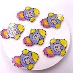 10 pçs colorido glitter astronauta foguete alienígena flatback folha acrílica padrão em miniatura enfeites diy scrapbook artesanato - Image 4