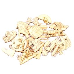 5 pçs casa de madeira laço padrão natural scrapbooking artesanato para enfeites artesanal diy decoração de casa 60-100mm - Image 5