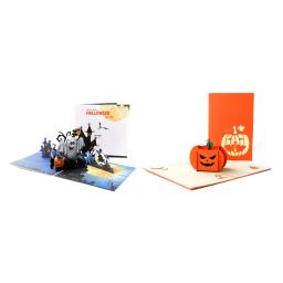 Cartões 3d destacáveis de halloween, bruxa, abóbora fantasma, cartão de visita, com envelope para festa de halloween, presente, cartão postal - Image 2