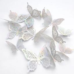 12 pçs/set 3d oco borboletas adesivos metal ouro prata rosa ouro oco borboleta para festa balões decoração de casa decoração da parede - Image 4