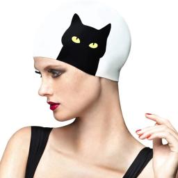 Touca de natação de borracha de silicone, gorro de cabelo longo impermeável com desenho para esportes aquáticos, acessórios de natação para meninos, crianças, homens e mulheres, unissex - Image 2