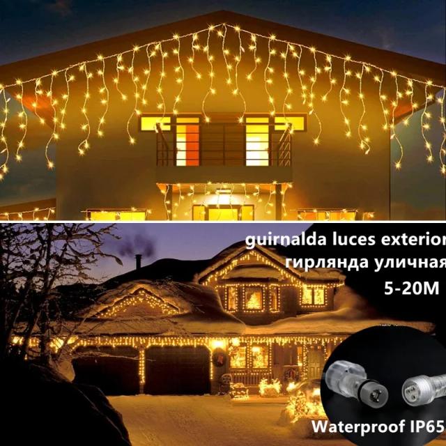 Cortinas de Luzes de Natal e Ano Novo 2024 em Vários Tamanhos para Decoração de Festas, Casamentos e Ambientes Externos