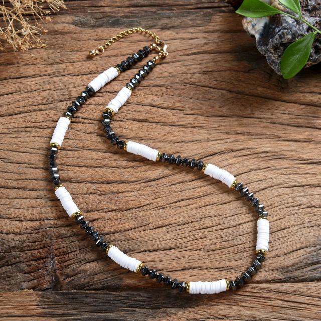 Colar Masculino Tribal de Pedra Natural Surf com Olho de Tigre e Casca de Coco Frisada - Presente Perfeito