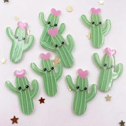 Glitter kawaii colorido bonito cactus flor flatback folha acrílica padrão em miniatura apliques diy decoração enfeites artesanato - Image 3