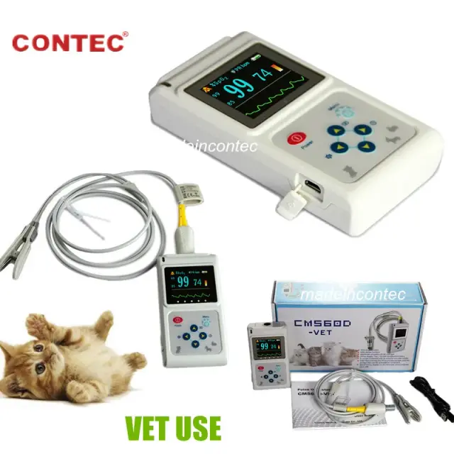Oxímetro de Pulso Veterinário para Animais de Estimação - Monitor de Frequência Cardíaca e SpO2 para Cães e Gatos com Sonda Lingual