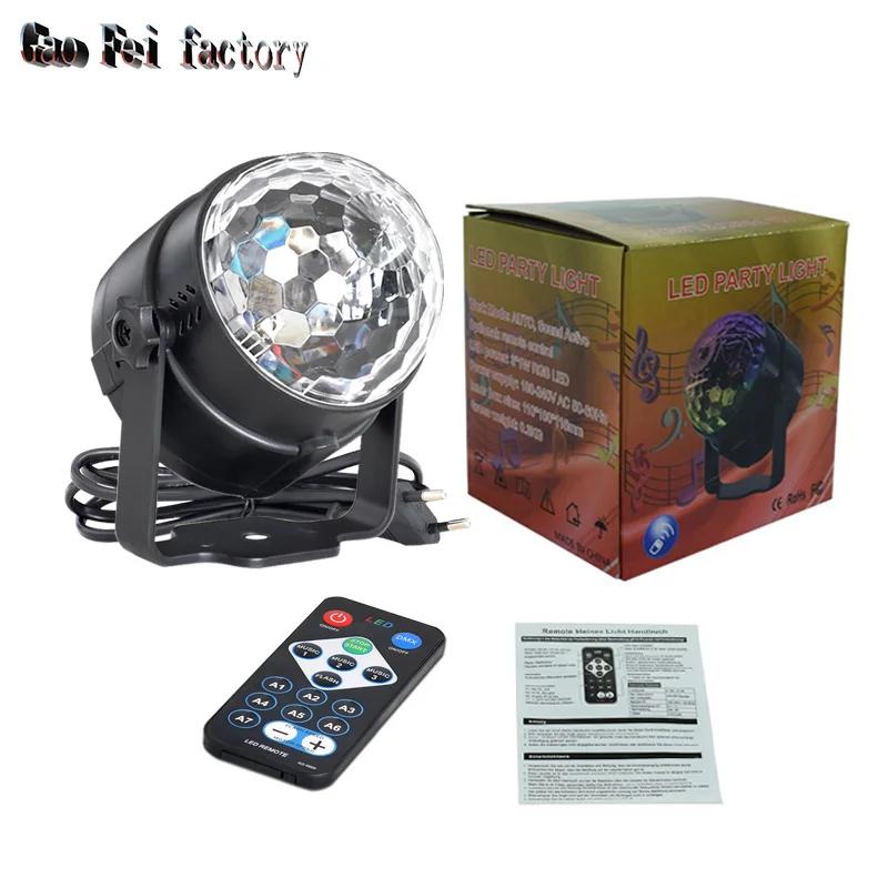 Luzes de festa bola de discoteca 7 cores led estroboscópio som ativado efeito de luzes de palco com controle remoto para dj aniversário natal casamento - Image 1