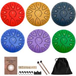 6in 11/8 tom de metal língua tambor mini mão pan tambores com baquetas instrumentos musicais percussão para iniciante tune mão tambor - Image 1