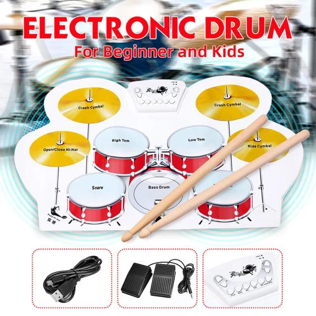 Conjunto Completo de Alto-Falantes, Pedais Musicais e Instrumentos Digitais para Drum Kits