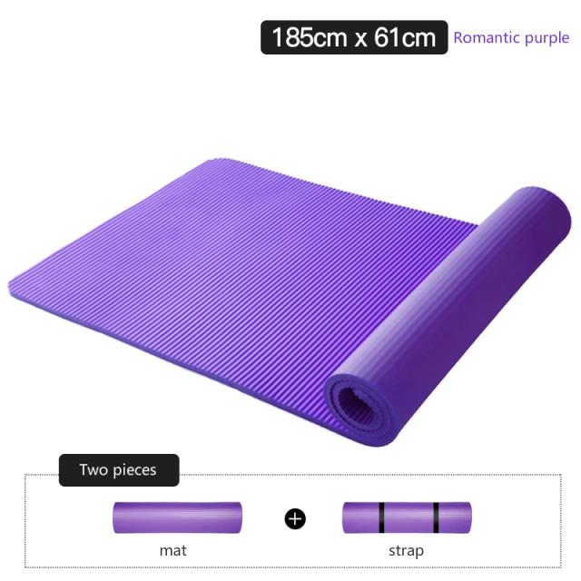 Tapete de Yoga Antiderrapante Reforçado de 10mm para Iniciantes - Ideal para Exercícios, Pilates e Dança 185x61cm com Alça