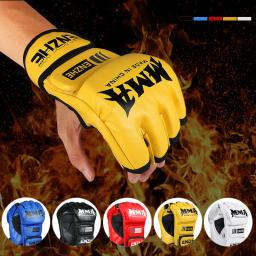 Luva mma de luta pu saco de boxe grosso meio dedo sanda taekwondo luvas de luta profissional equipamentos de treinamento tkd - Image 1