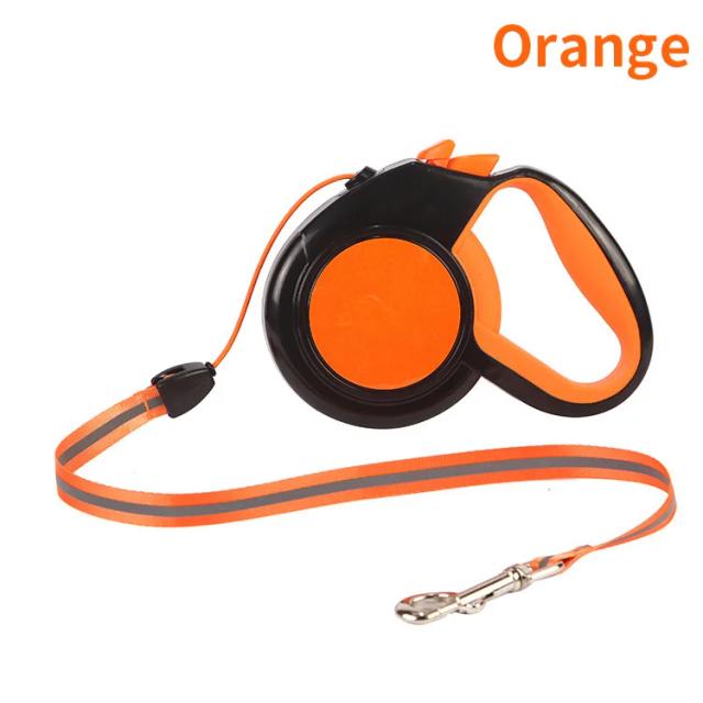 Coleira Retrátil Automática de Nylon Refletiva para Cães - Extensível em 3, 5 ou 8 Metros, Ideal para Passeios e Corridas com Filhotes e Cães Adultos