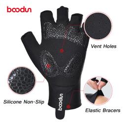 Boodun-luvas de ciclismo com absorção de choque., luvas de bicicleta de estrada com meio dedo, luva de pesca para homens e mulheres. - Image 3