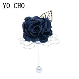 YO CHO-Corsage de pulso para dama de honra, pulseira casamento para dama de honra, flores de seda para homens - Image 3