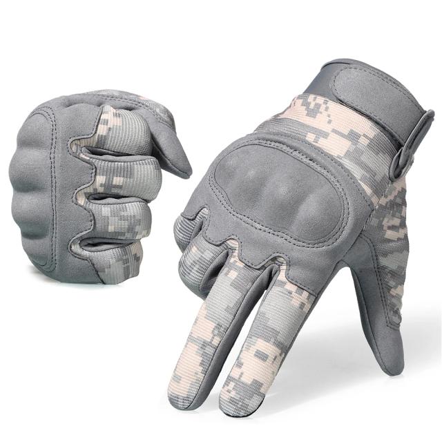 Luvas Táticas ACU com Camuflagem e Touch Screen para Esportes, Combate, Airsoft, Paintball, Tiro e Caça - Antiderrapantes e Protetoras de Dedos Completos