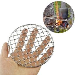 Grelha de acampamento grade de aço inoxidável malha grill bushcraft grill rack de acampamento para fogo cozinhar churrasco backpacking fogueira avaliado - Image 1