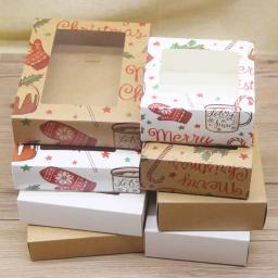 DIY Pacote Caixa com Janela, Presentes de Natal, Embalagem de Papel, Kraft, Cor Branca, Tamanho Grande, Doces, Dedos, 22x16x6cm, 10Pcs - Image 1