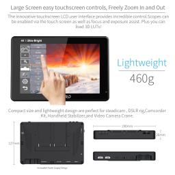 Feelworld lut7 7 Polegada 3d lut 2200 lêndeas tela sensível ao toque câmera dslr monitor de campo com forma de onda vectorscope histograma - Image 5