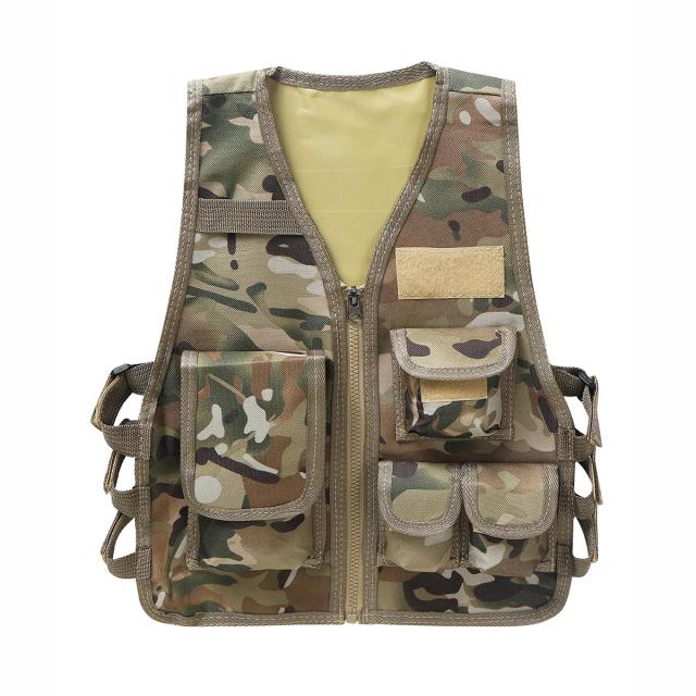 Crianças em Aventura ao Ar Livre: Uniforme Militar Tático com Colete à Prova de Balas para Treinamento e Combate em Acampamento e Caça