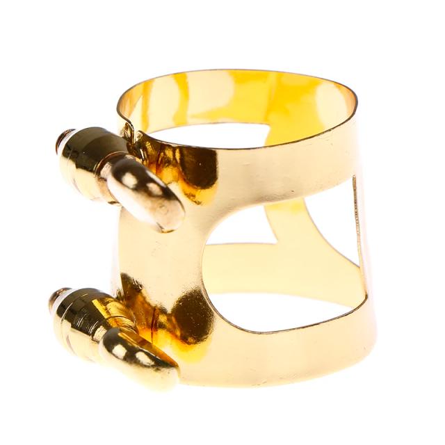 Bocal de Clarinete com Ligadura e Clip Prendedor em Metal Dourado e Prata - Proteção em Aço Inoxidável