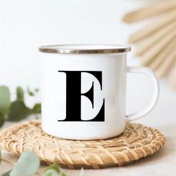 Canecas com estampa de letras, xícaras criativas de café, chá, bebidas, sobremesa, café da manhã, copo de leite, canecas esmaltadas, alça, presentes para crianças e amigos - Image 5