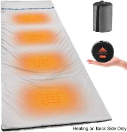 Flanela aquecida saco de dormir forro com saco de compressão, ultra leve, acampamento ao ar livre, viagem lençol, interface USB, quente, saco - Image 1