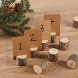 Porta-cartões de madeira, 10 peças, suporte premium de mesa rústica, festa de casamento, nome da mesa, porta cartões para cartões de mesa - Image 2