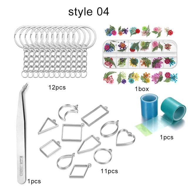 Conjunto de Resina Epóxi para DIY: Brincos, Colares e Ferramentas para Criar Jóias com Flores Secas